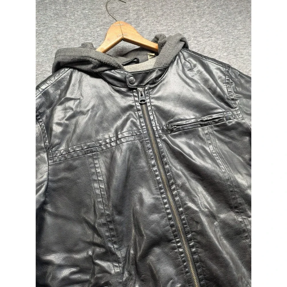 Levi’s Hooded Jacket Black Medium Insulated Zip Front Hoodie Biker